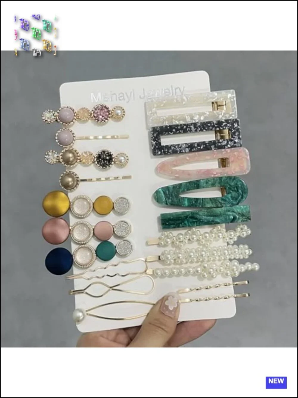 20 PCS Macaron Pearl Acrylic Resin Hair Clips Set, Barrettes Bobby Pins